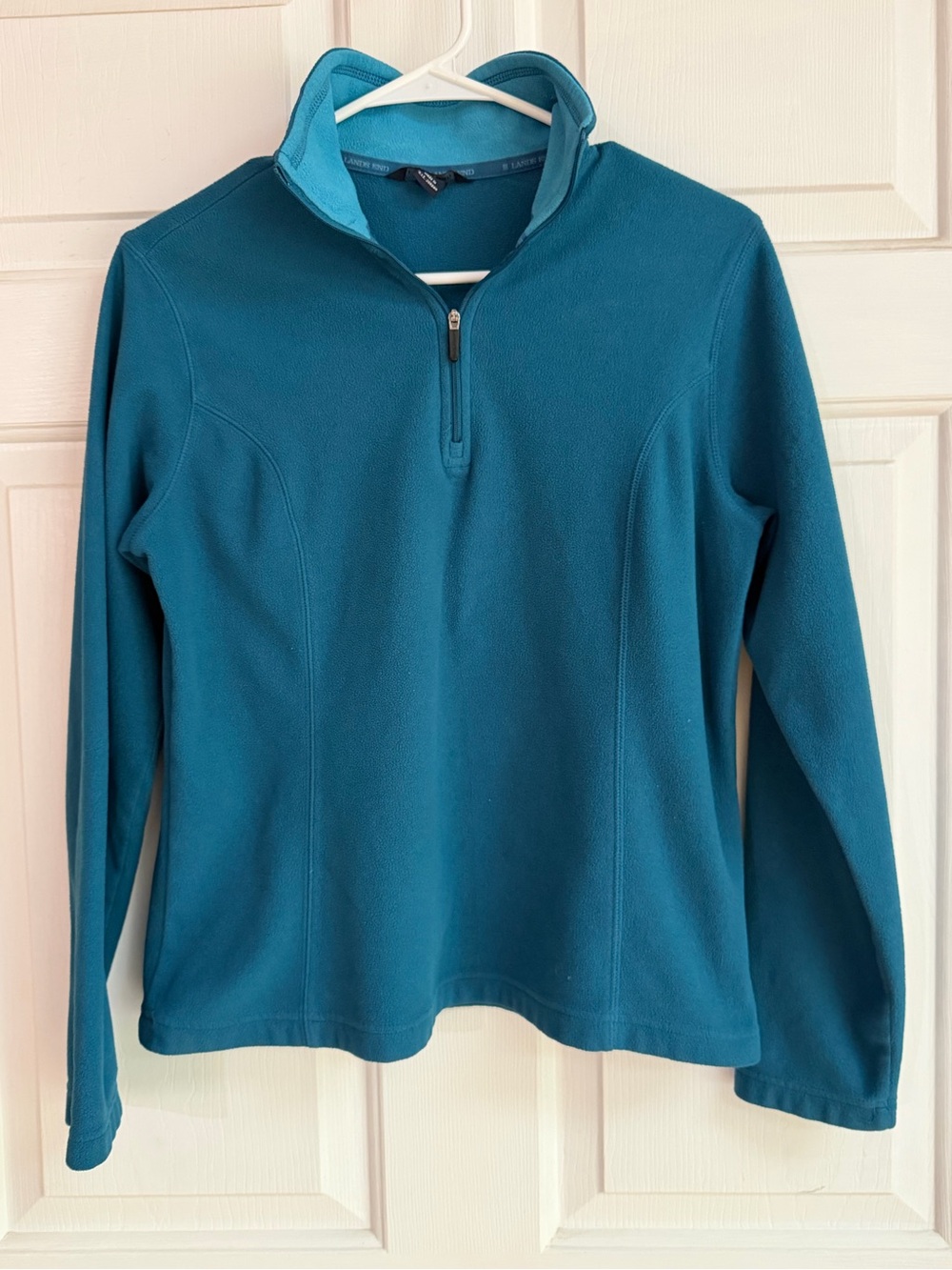 Lands' End Teal Quarter-Zip Fleece Pullover